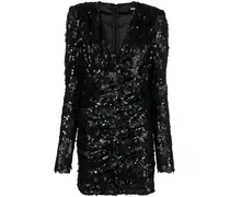 Gerafftes Minikleid mit Pailletten - Schwarz