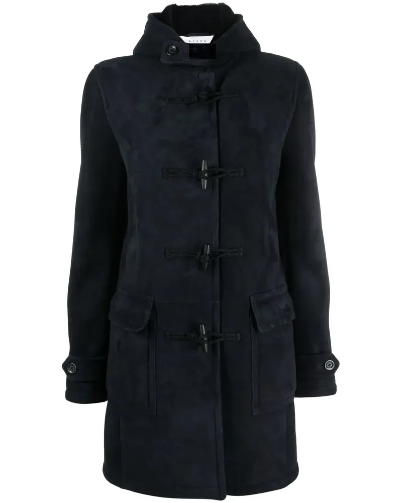 Liska Dufflecoat mit Faux Fur - Schwarz Schwarz