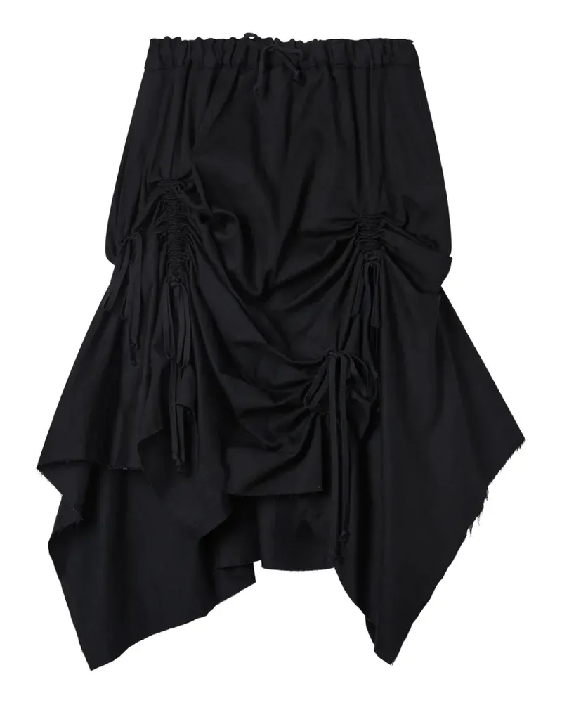 Yohji Yamamoto Midirock mit Raffungen - Schwarz Schwarz