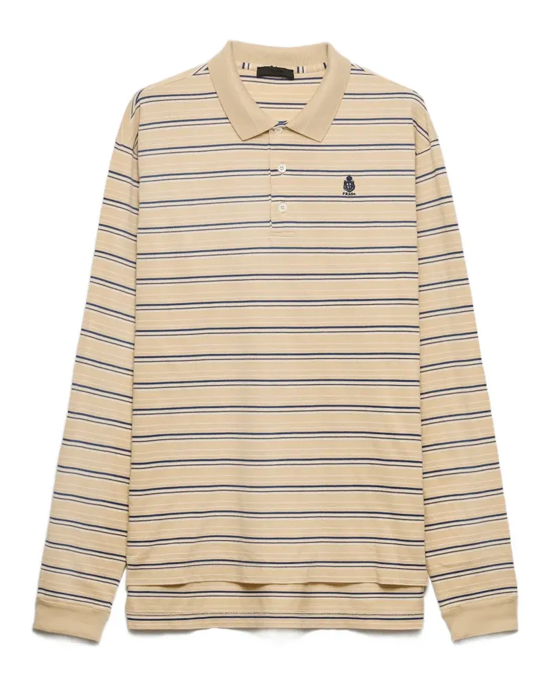 Prada Gestreiftes Poloshirt aus Baumwollpiqué - Nude Nude