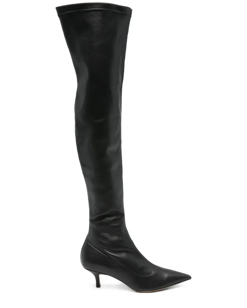 P.A.R.O.S.H. Kniehohe Stiefel mit spitzer Kappe 60mm - Schwarz Schwarz