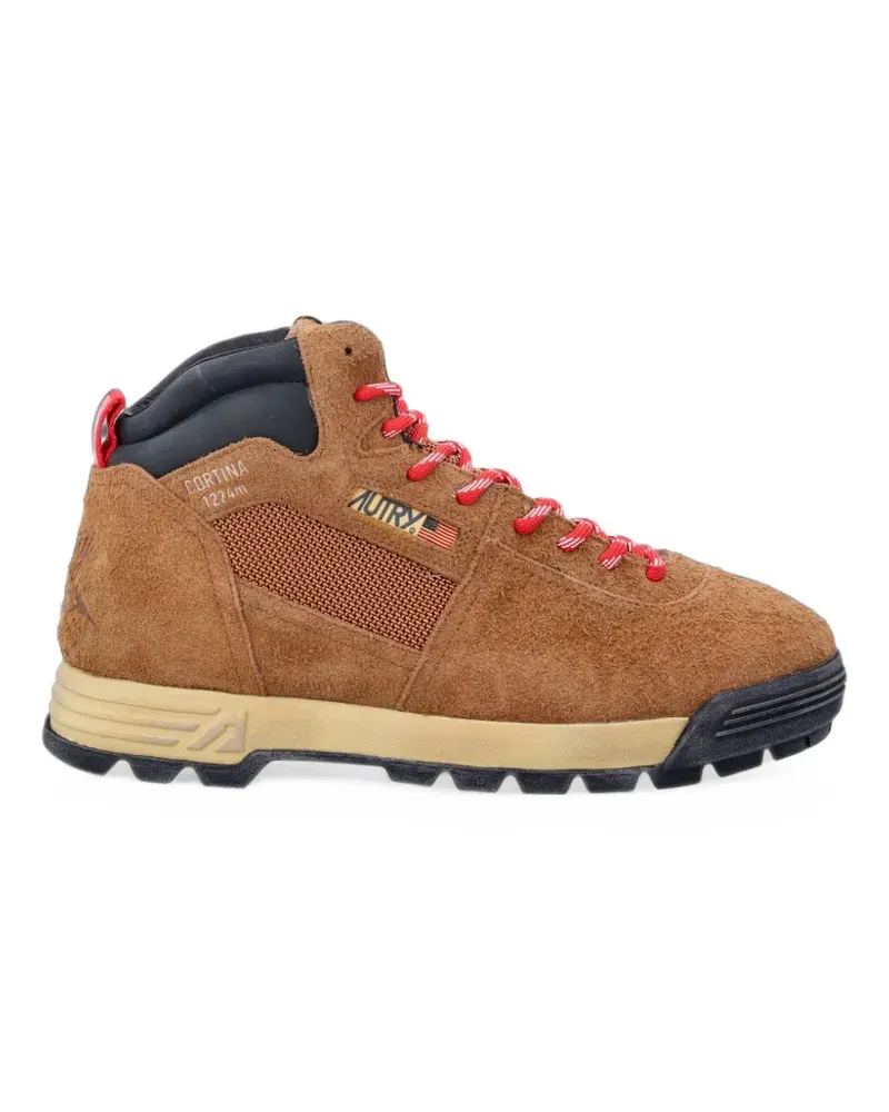 AUTRY Malga Cortina in chestnut and flame scarlet suede sneakers - Braun Braun