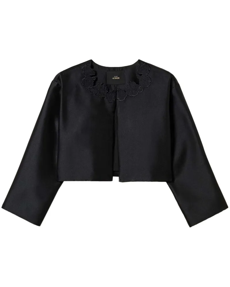 Twin-Set Twill-Jacke mit Lochstickerei - Schwarz Schwarz