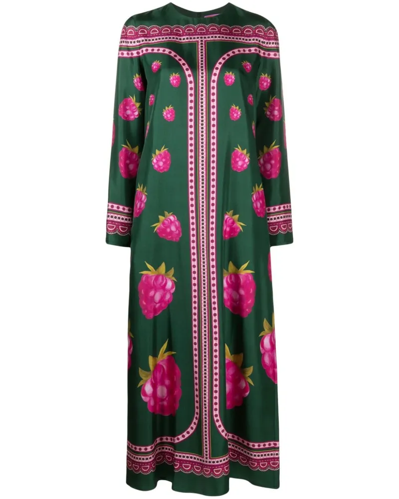 La DoubleJ Maxikleid aus Seide mit Print - Grün Grün