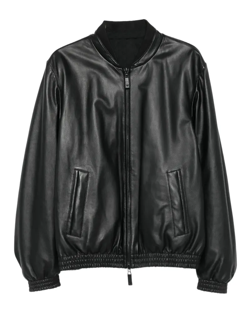 Emporio Armani zip-up leather jacket - Schwarz Schwarz