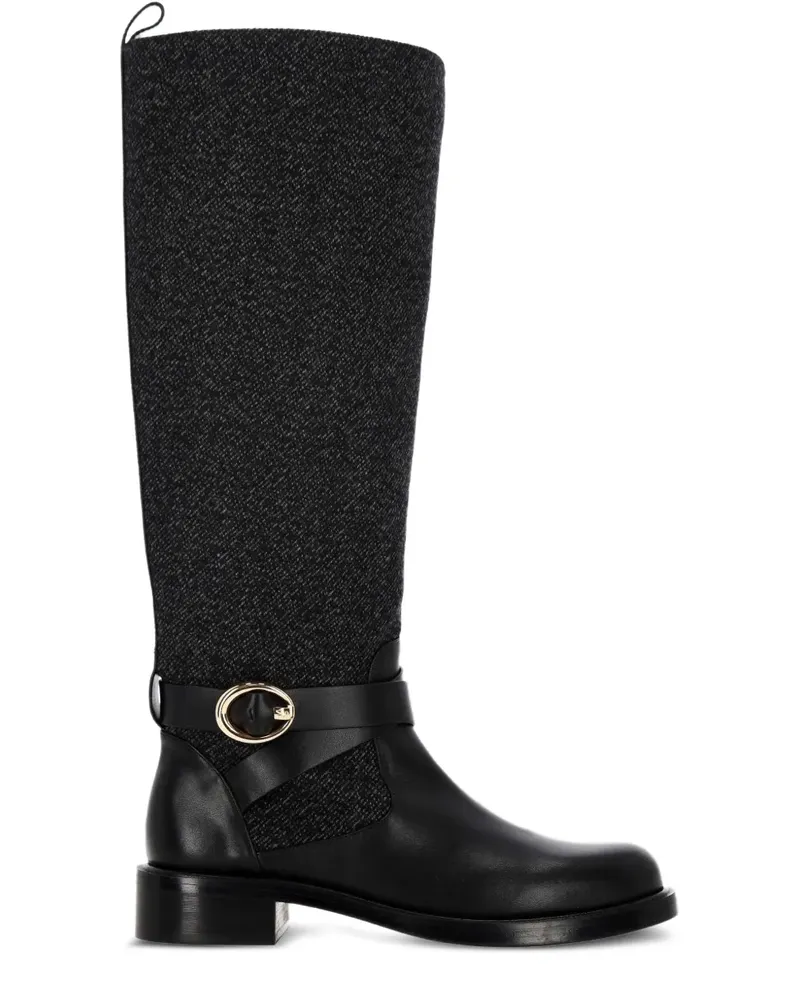 Stuart Weitzman Tweed-Stiefel mit Schnallendetail - Schwarz Schwarz