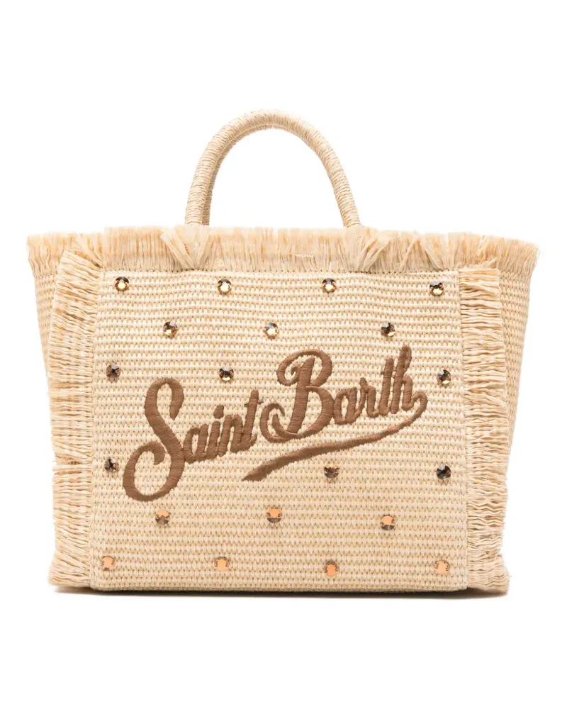 MC2 Saint Barth Colette crystal-embellished frayed tote bag - Nude Nude