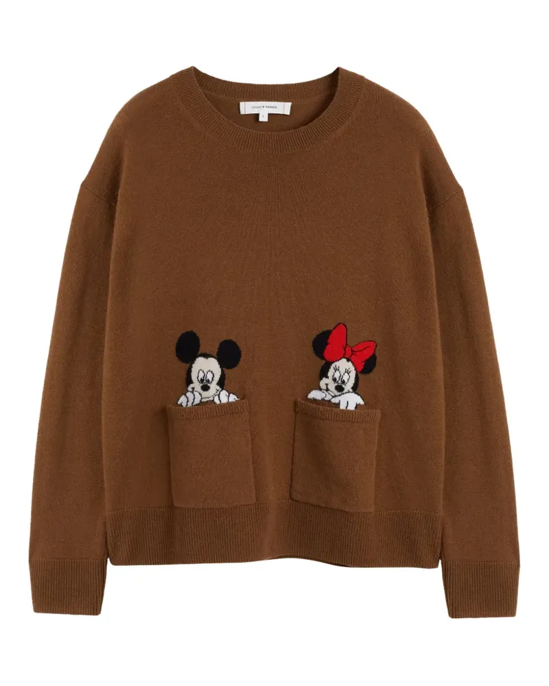 Chinti & Parker Mickey & Minnie Peek Pullover mit Tasche - Braun Braun