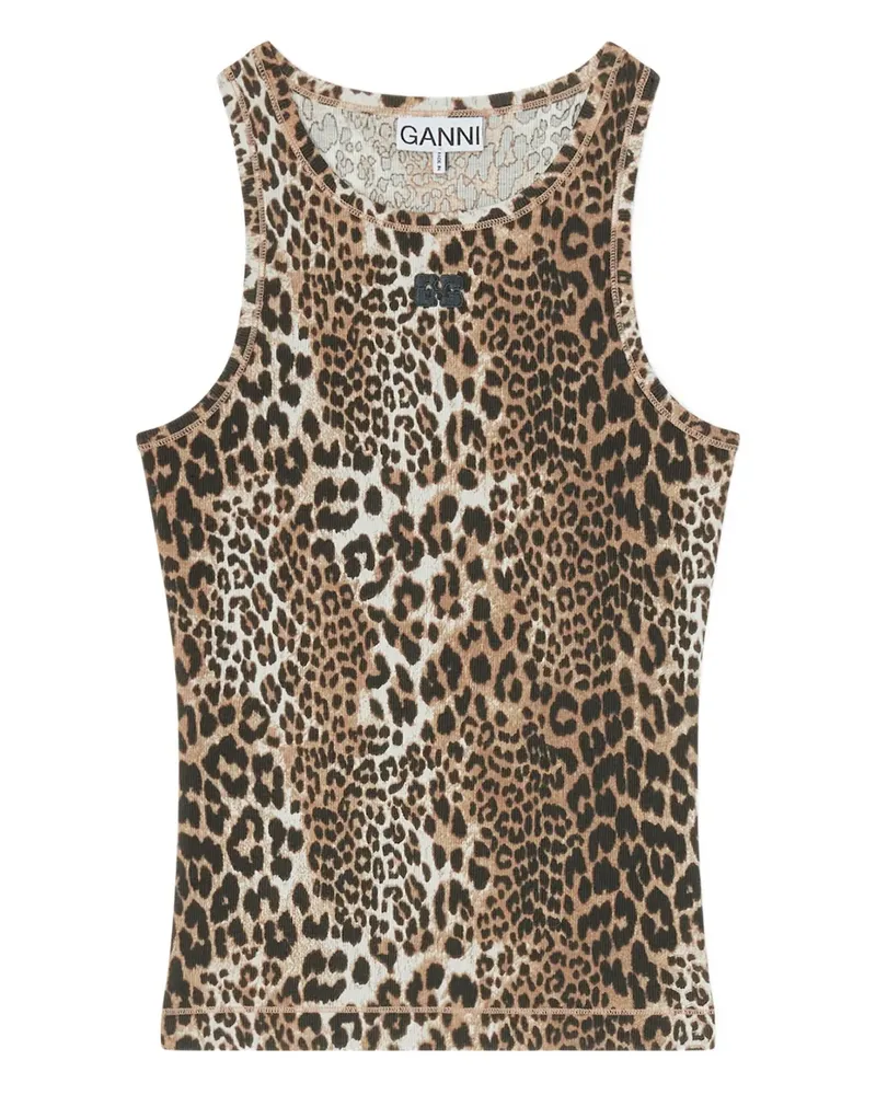 Ganni Tanktop mit Leoparden-Print - Braun Braun