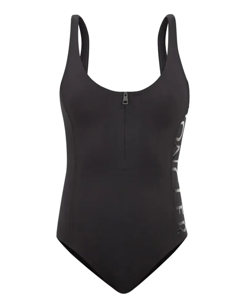 Moncler zip logo-print swimsuit - Schwarz Schwarz
