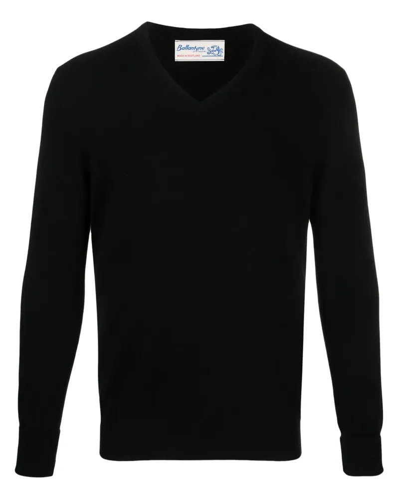 Ballantyne Kaschmirpullover mit V-Ausschnitt - Schwarz Schwarz