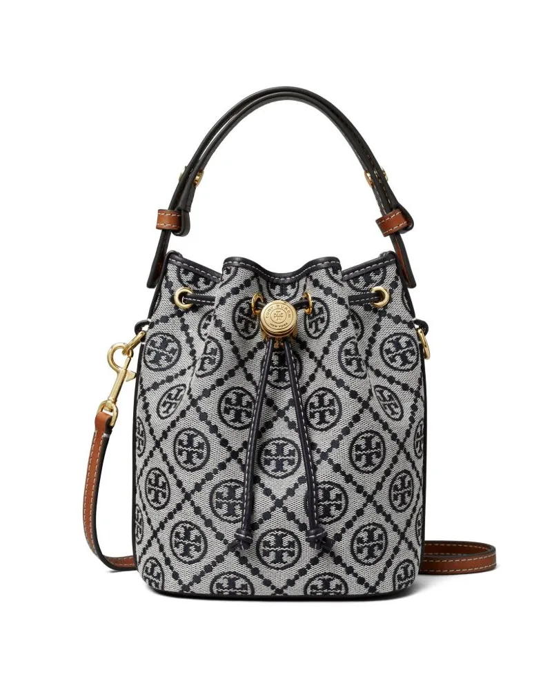Tory Burch Mini T Monogram Beuteltasche - Blau Blau