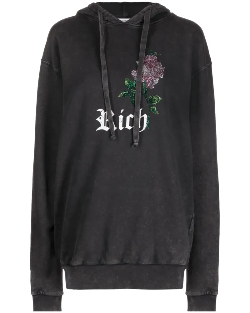 Alessandra Rich Hoodie mit Strass - Grau Grau