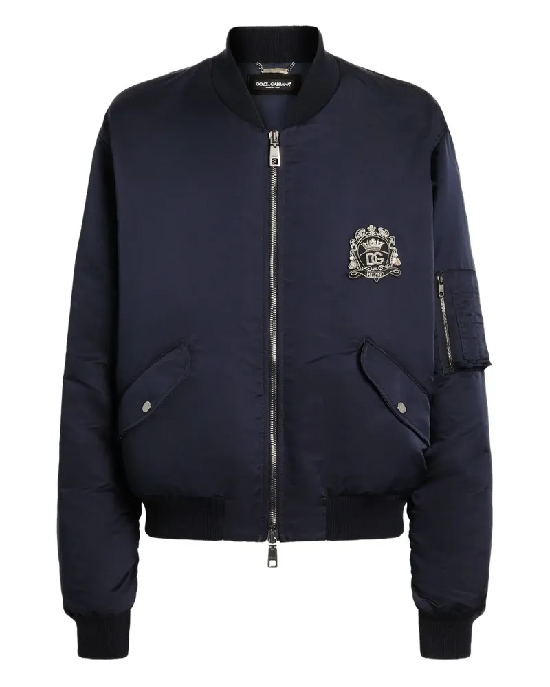 Dolce & Gabbana Bestickte Bomberjacke mit Kapuze - Blau Blau