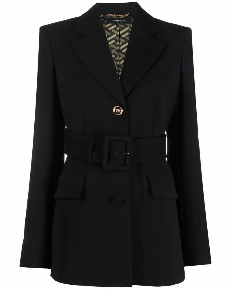 Versace Einreihiger Blazer mit Gürtel - Schwarz Schwarz