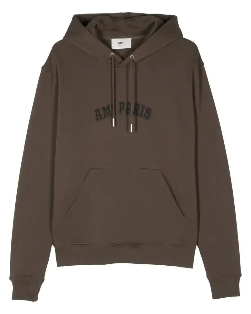 AMI Paris Hoodie mit Logo-Print - Braun Braun