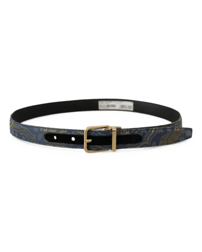 Dolce & Gabbana Jacquard-Gürtel mit Logo - Blau Blau
