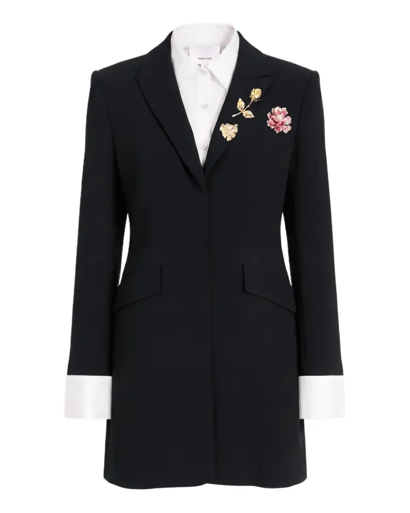Cinq à Sept Indra Minikleid mit Blumenverzierung - Schwarz Schwarz
