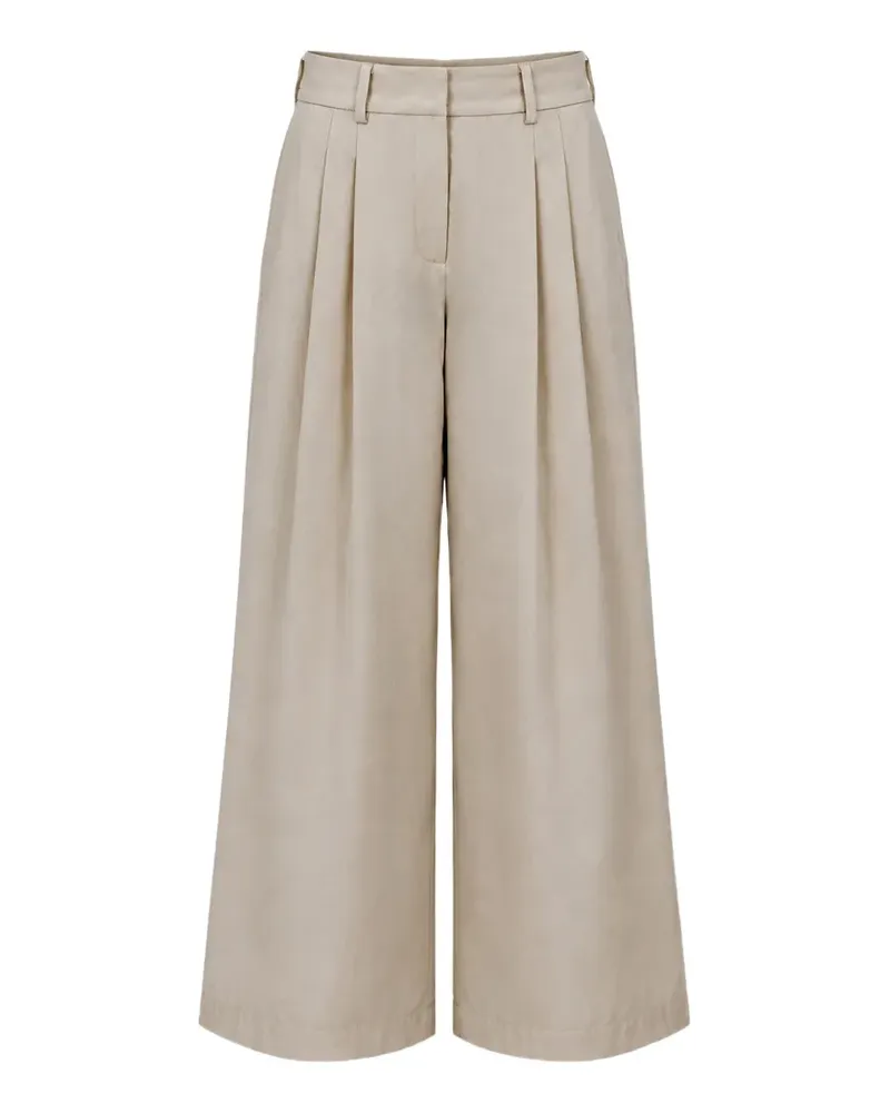 MOORER Weite Rumy Hose mit Falten - Nude Nude