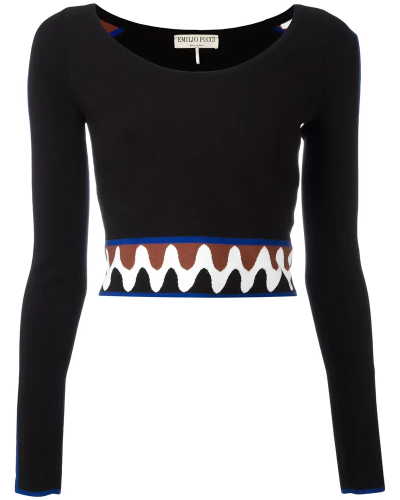 Emilio Pucci Cropped-Pullover mit Wellenmuster - Schwarz Schwarz