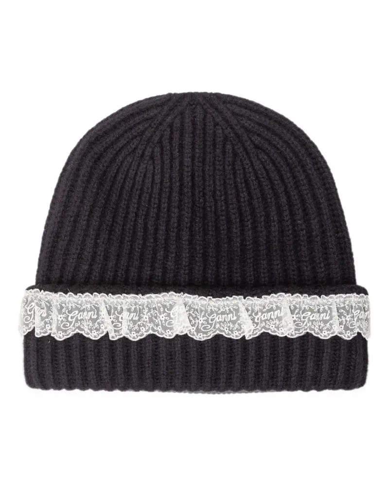 Ganni beanie in lace wool - Schwarz Schwarz