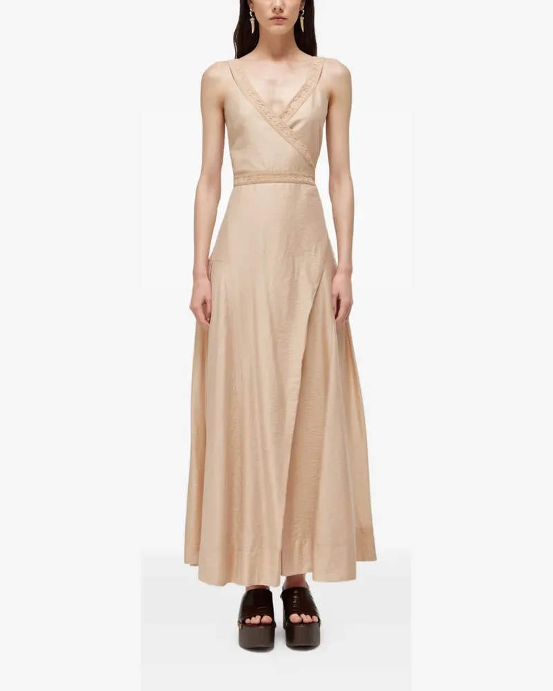 Blumarine lace-trim wrap-style dress - Nude Nude