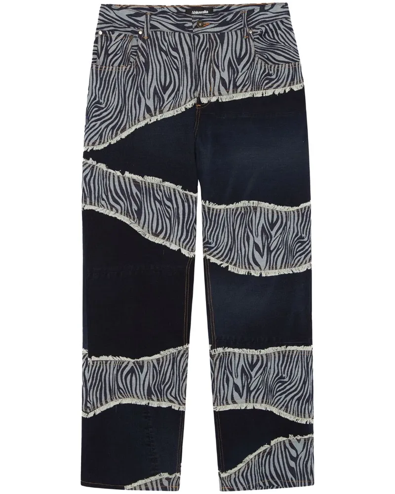 AHLUWALIA Tief sitzende Rework Jeans - Schwarz Schwarz