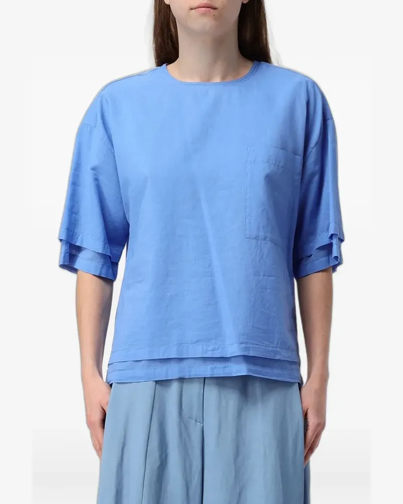 TELA drop-shoulder short-sleeve blouse - Blau Blau