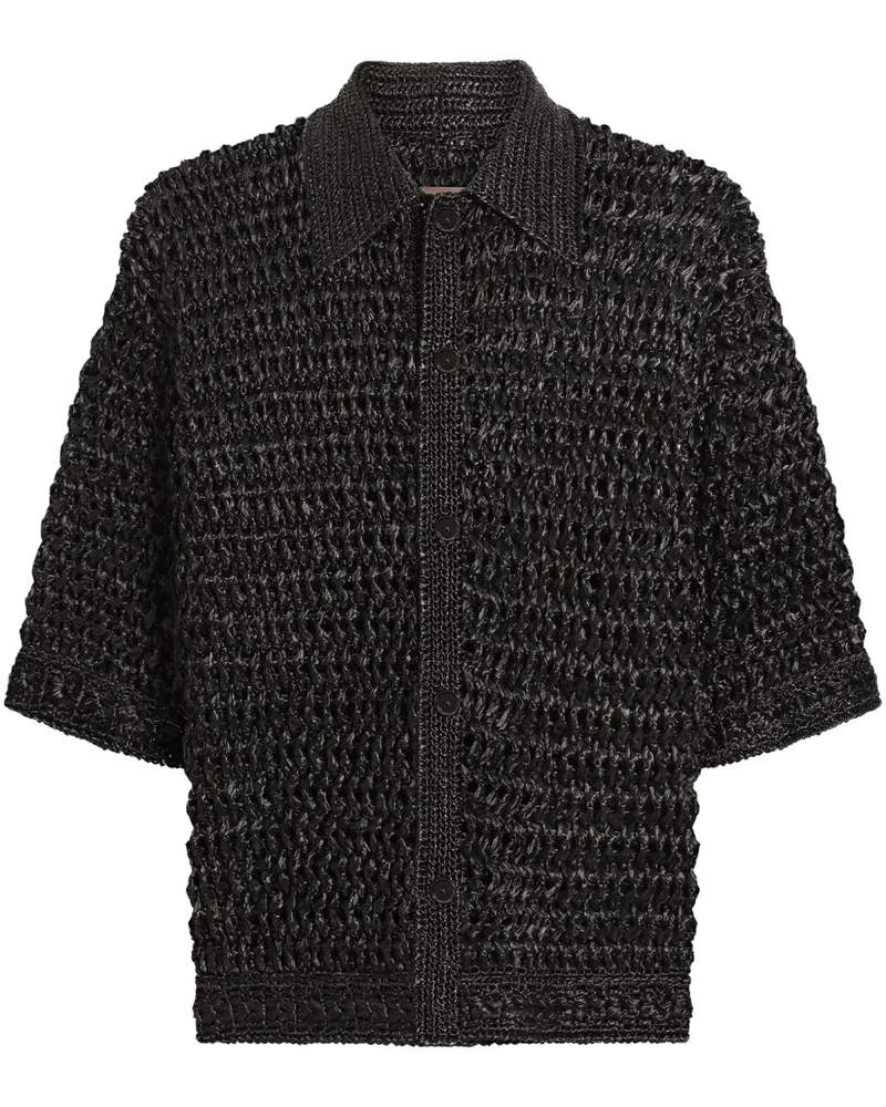 Dolce & Gabbana Hemd mit Lochstrickmuster - Schwarz Schwarz