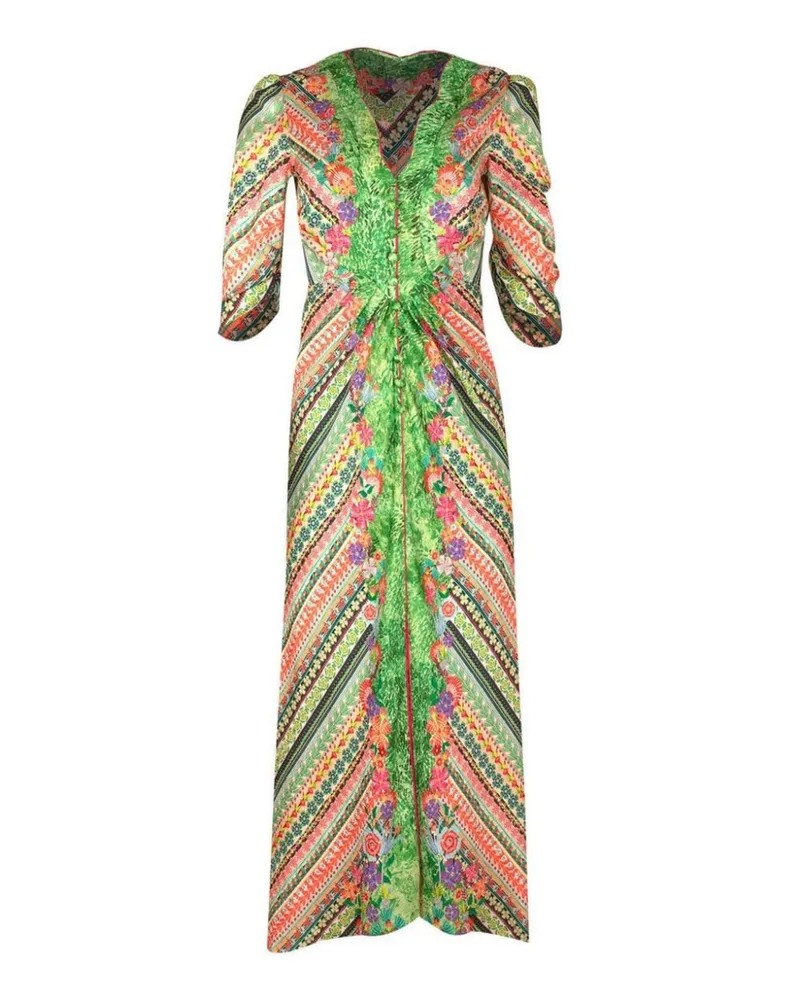 Saloni Mitsu B Midikleid mit Print-Mix - Grün Grün