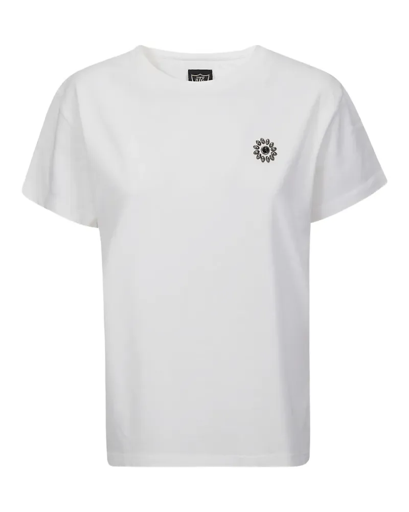 HTC Hollywood Trading Company flower-embellished t-shirt - Weiß Weiß