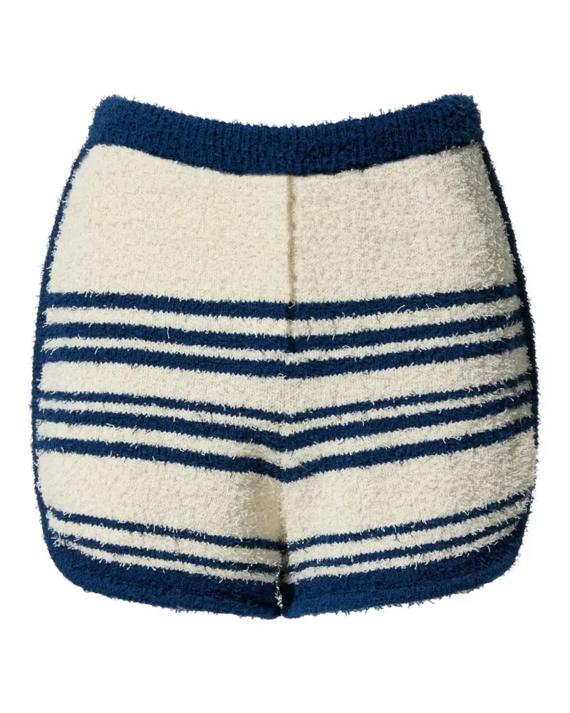 Perfect Moment Gestreifte Schild Bouclé-Shorts - Blau Blau