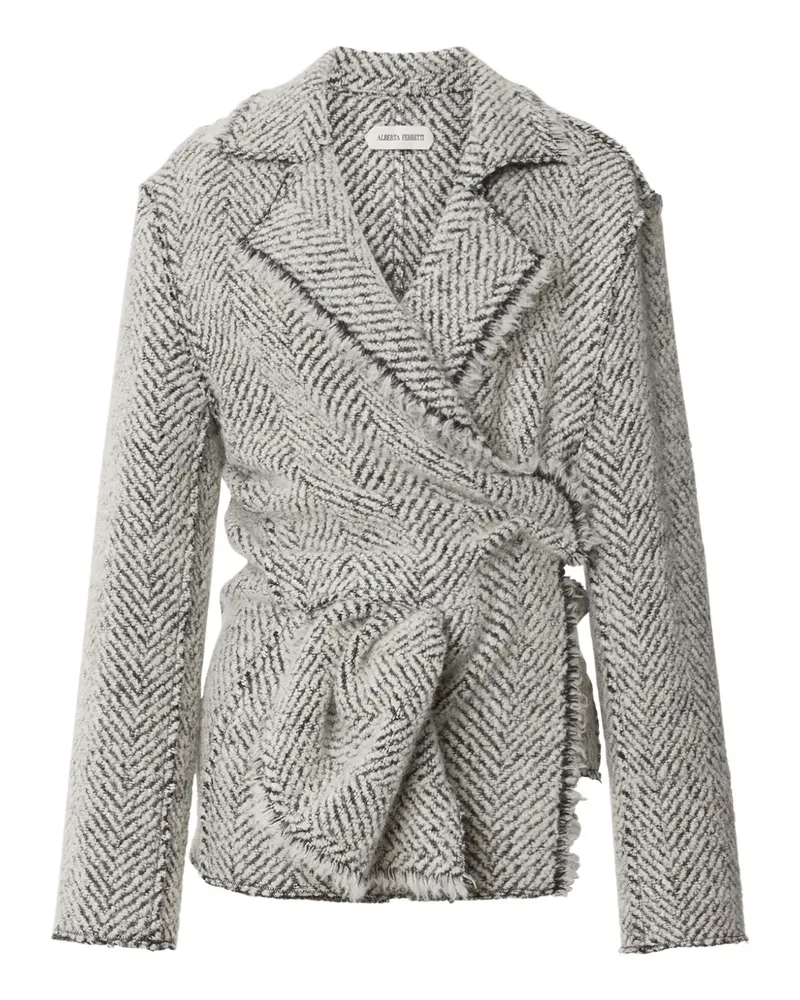 Alberta Ferretti Jacke mit Fischgrätenmuster - Weiß Weiß