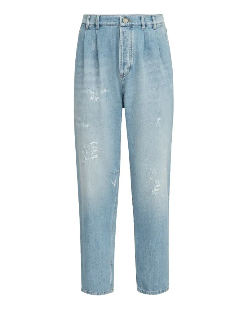 Brunello Cucinelli Leichte Five-Pocket-Jeans im Iconic Fit mit Bundfalten und Rissen - Blau Blau