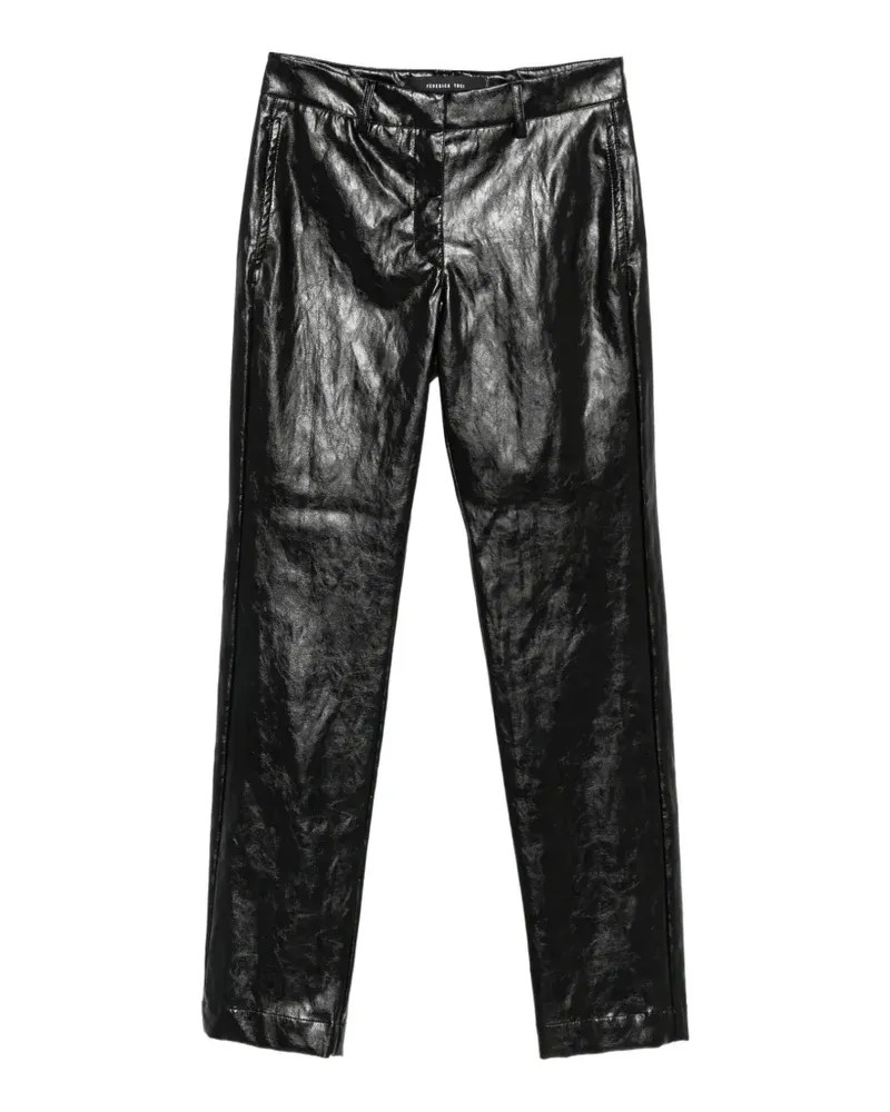Federica Tosi crinkled-finish faux-leather trousers - Schwarz Schwarz