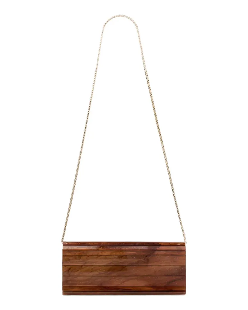 Jimmy Choo Sweetie ridged chain clutch bag - Braun Braun