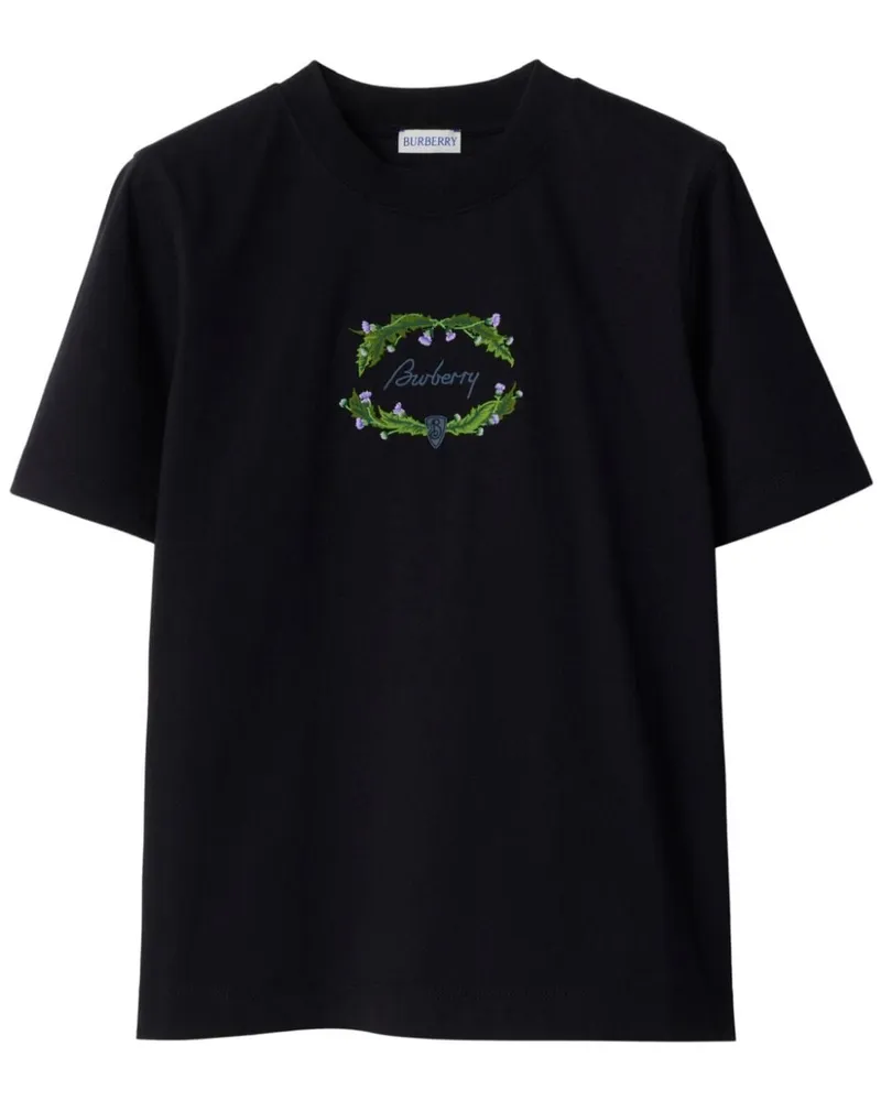 Burberry T-Shirt mit Logo-Stickerei - Schwarz Schwarz