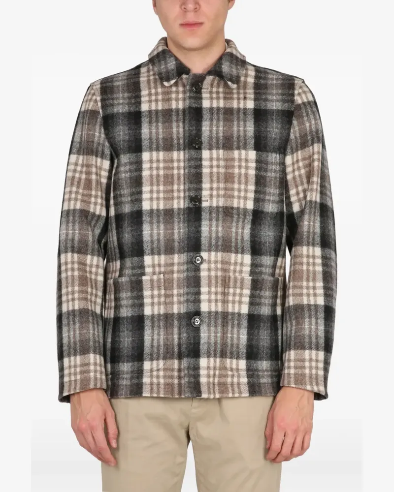 ASPESI Tadao check-pattern shirt jacket - Schwarz Schwarz