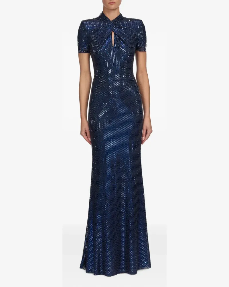 Self-Portrait Maxikleid mit Strass-Verzierung - Blau Blau