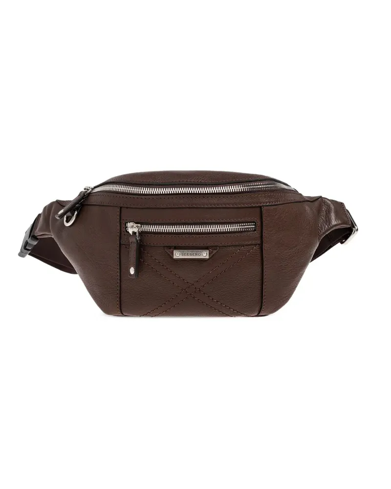 Iceberg zip leather belt bag - Braun Braun