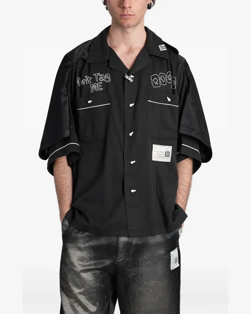 MIHARAYASUHIRO layered-sleeve embroidered shirt - Schwarz Schwarz