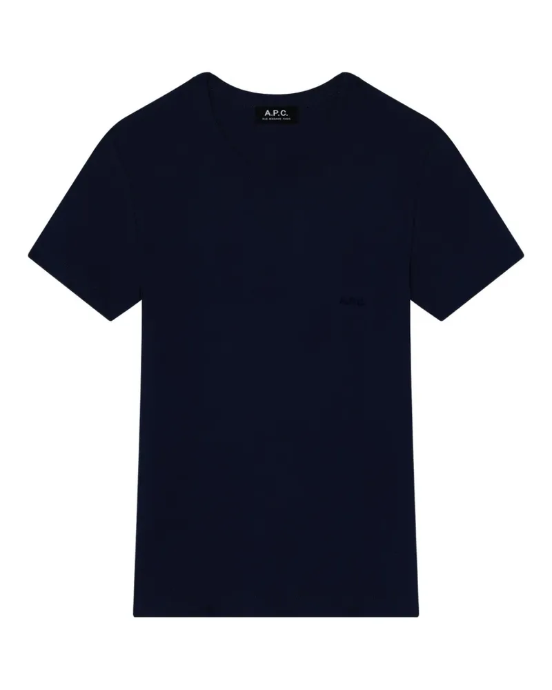 A.P.C. T-Shirt mit Logo-Stickerei - Blau Blau
