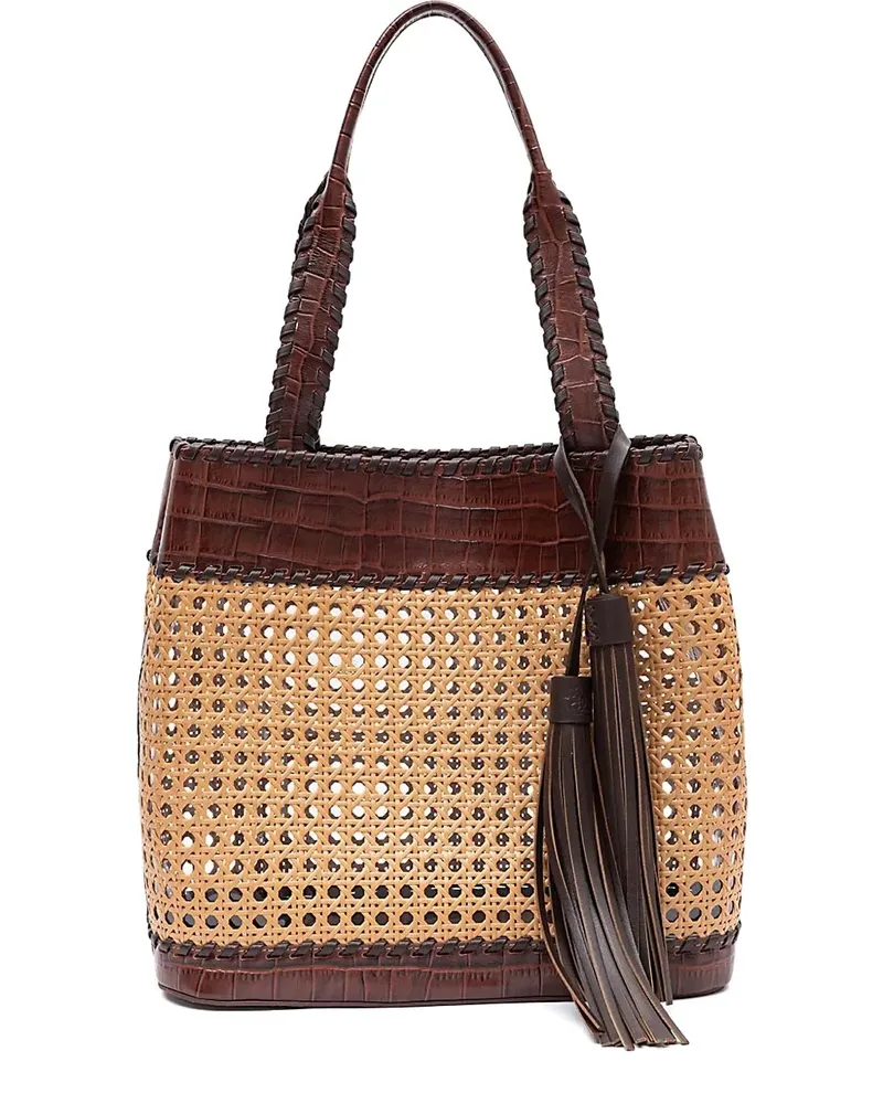 ISLA Sextavada woven tassel shoulder bag - Nude Nude
