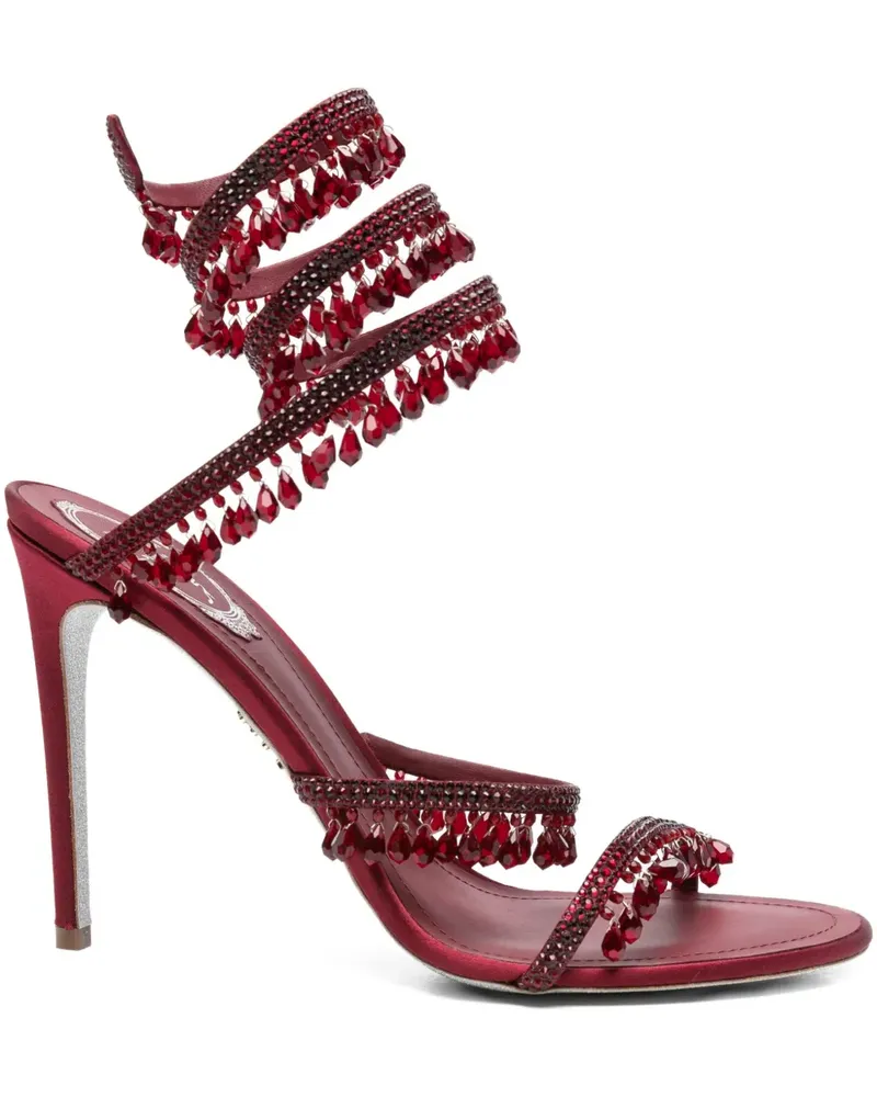 René Caovilla Verzierte Sandalen mit Satin-Absatz 110mm - Rot Rot