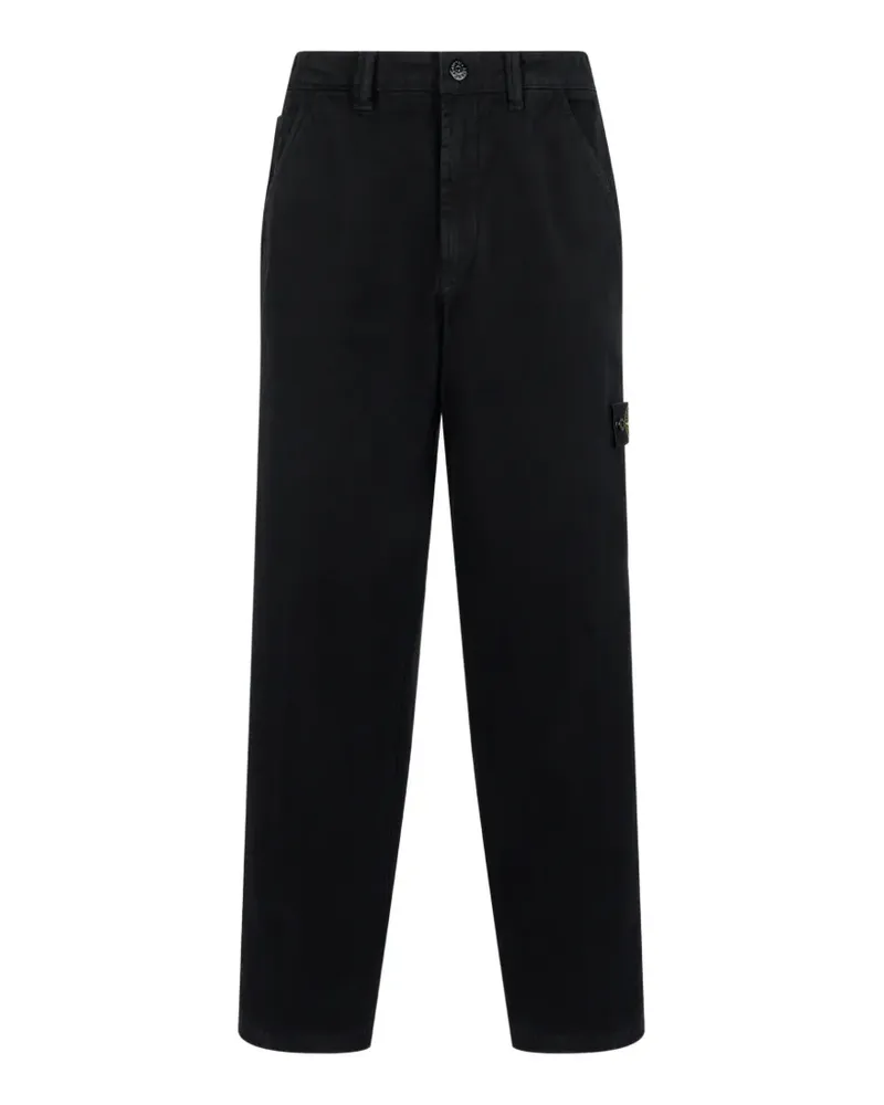 Stone Island 3100014 Chino mit lockerem Schnitt und Druckknopftaschen - Schwarz Schwarz