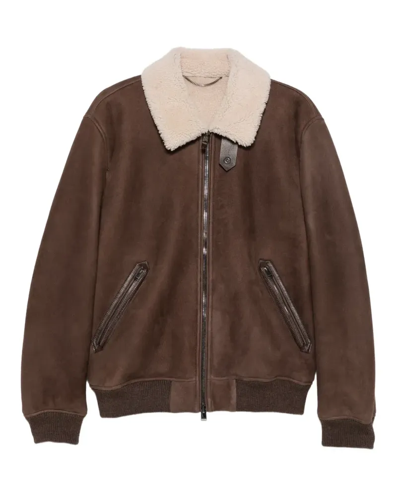 Canali Wildlederjacke mit Shearling-Kragen - Braun Braun