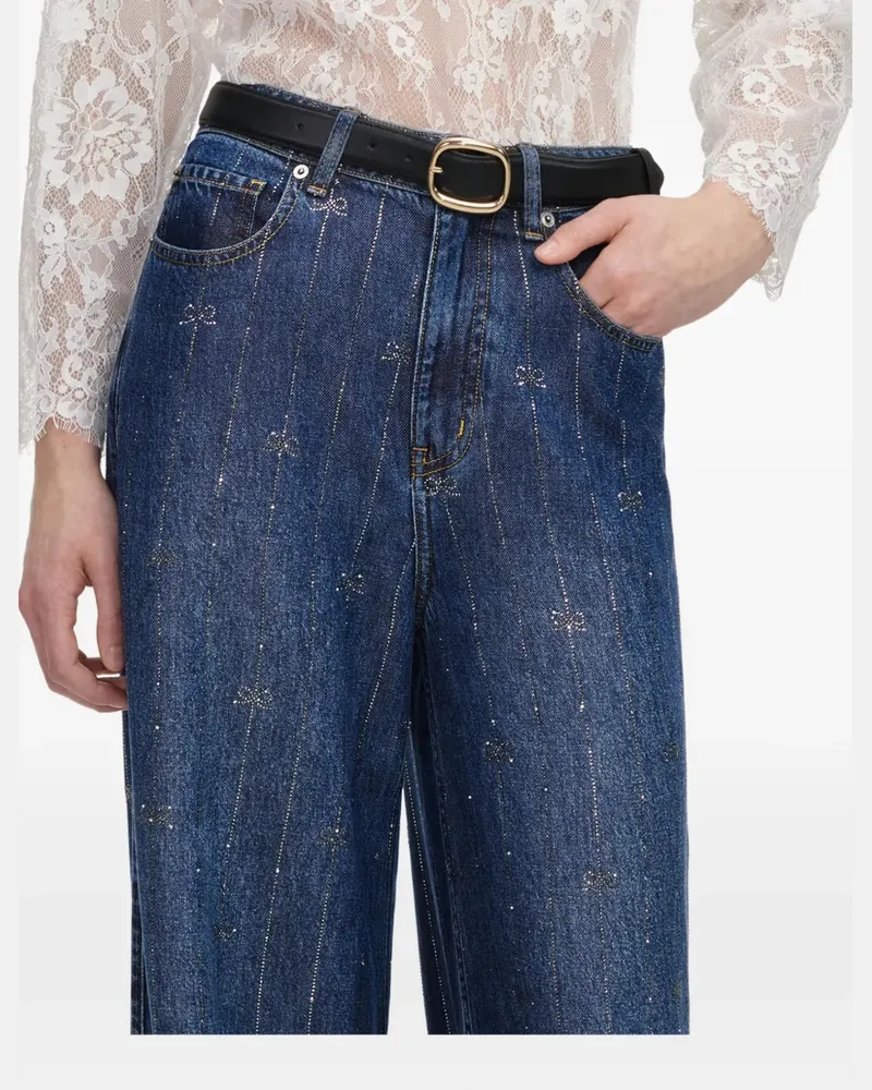 Self-Portrait sequin-embellished wide-leg jeans - Blau Blau