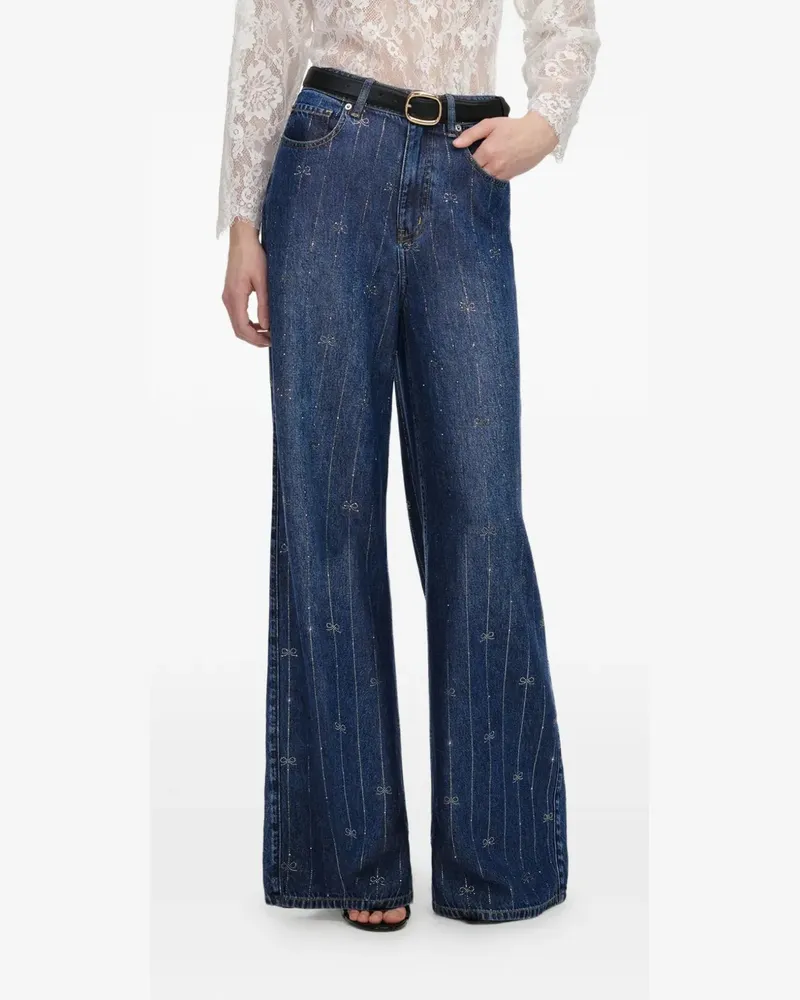 Self-Portrait sequin-embellished wide-leg jeans - Blau Blau