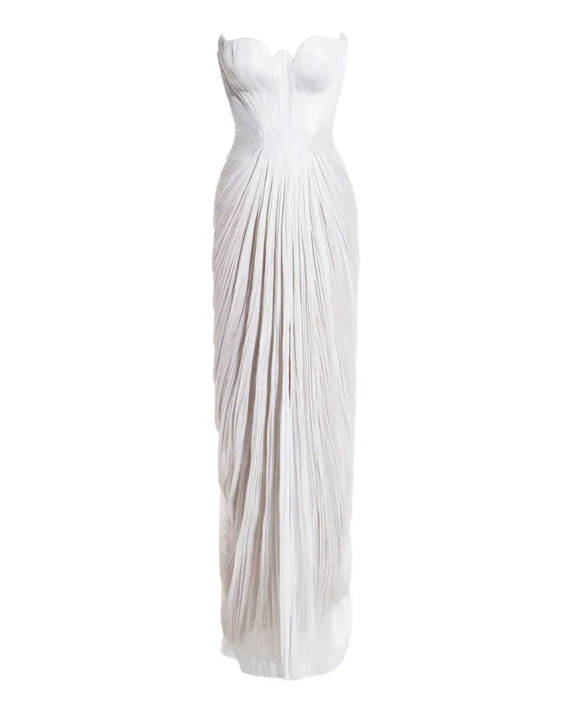 Maria Lucia Hohan Schulterfreies Abendkleid mit Falten - Silber Silber