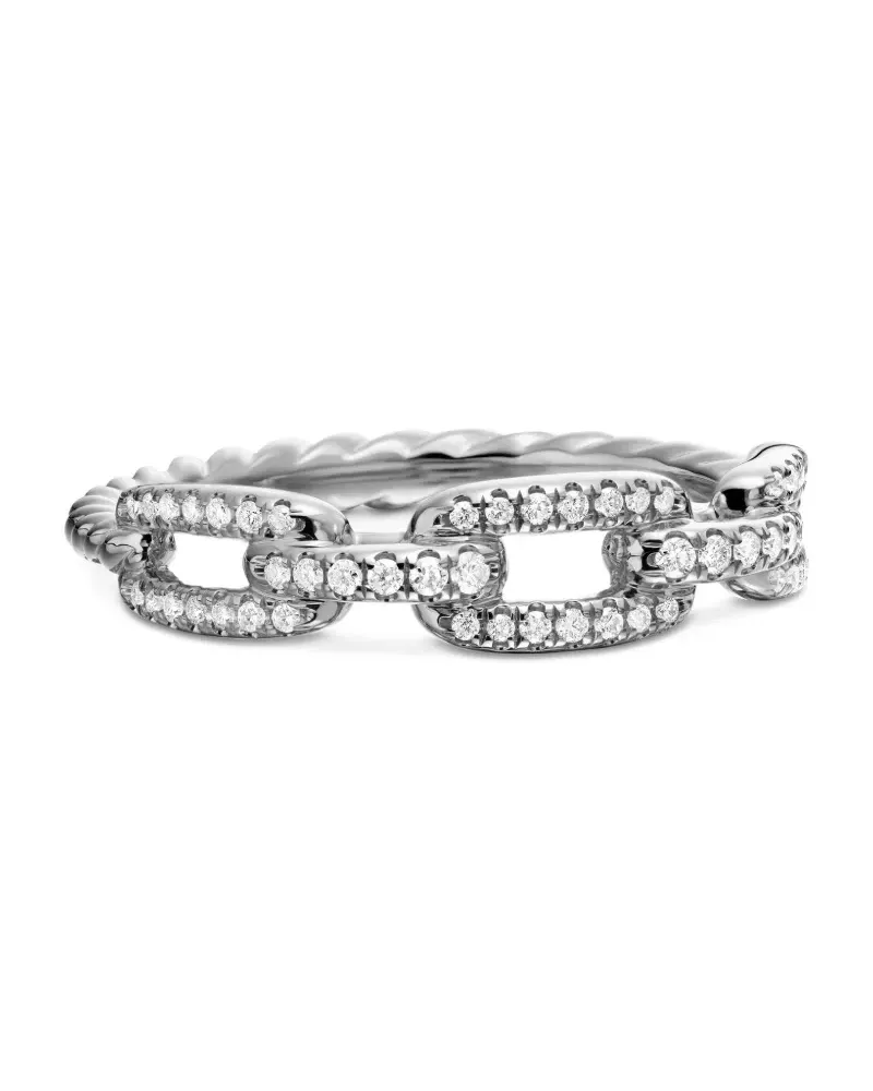 David Yurman 18kt Stax Chain Link Weißgoldring mit Diamant 4,5mm - Silber Silber